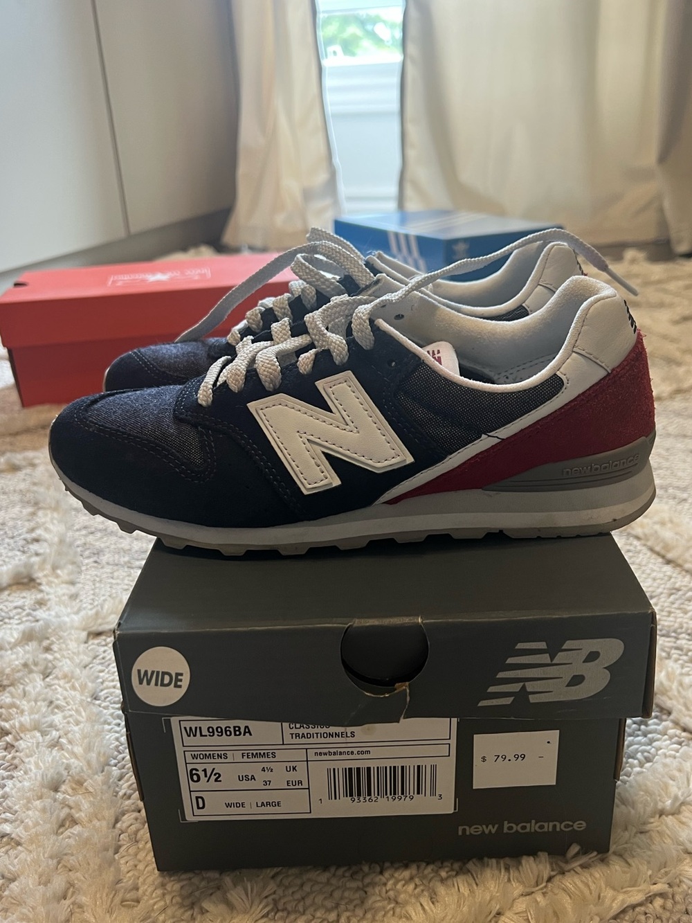 New Balance 996 Retro Runner - Navy & Burgundy size 6.5 w